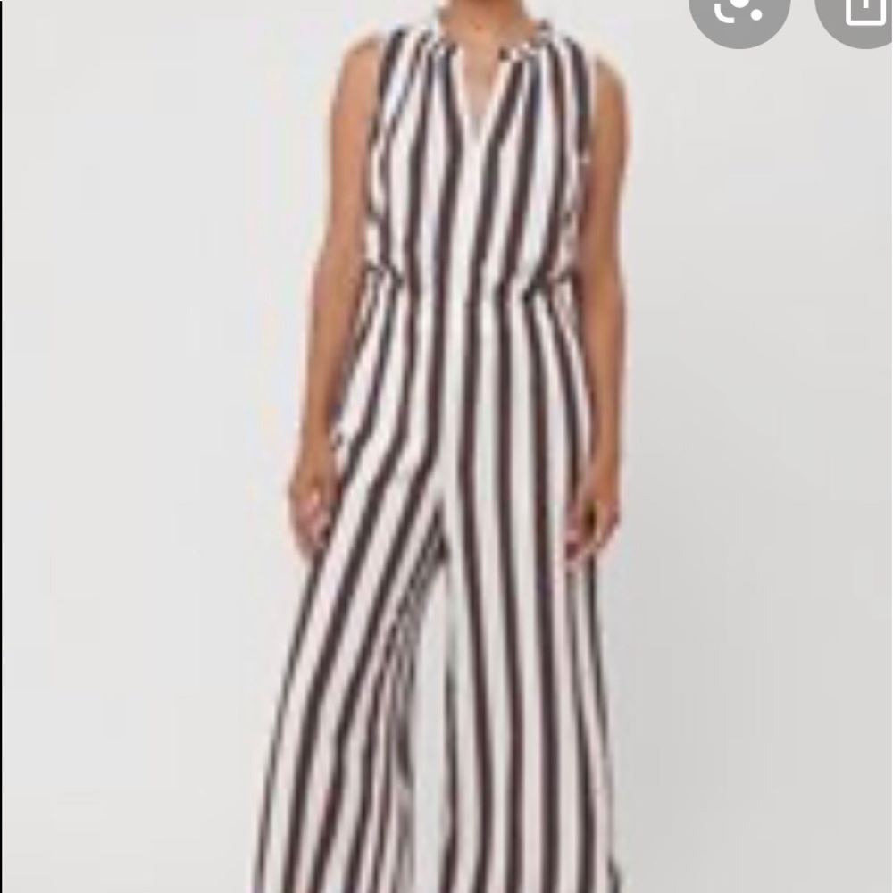 Loft White Red and Black Striped Jumper Size L